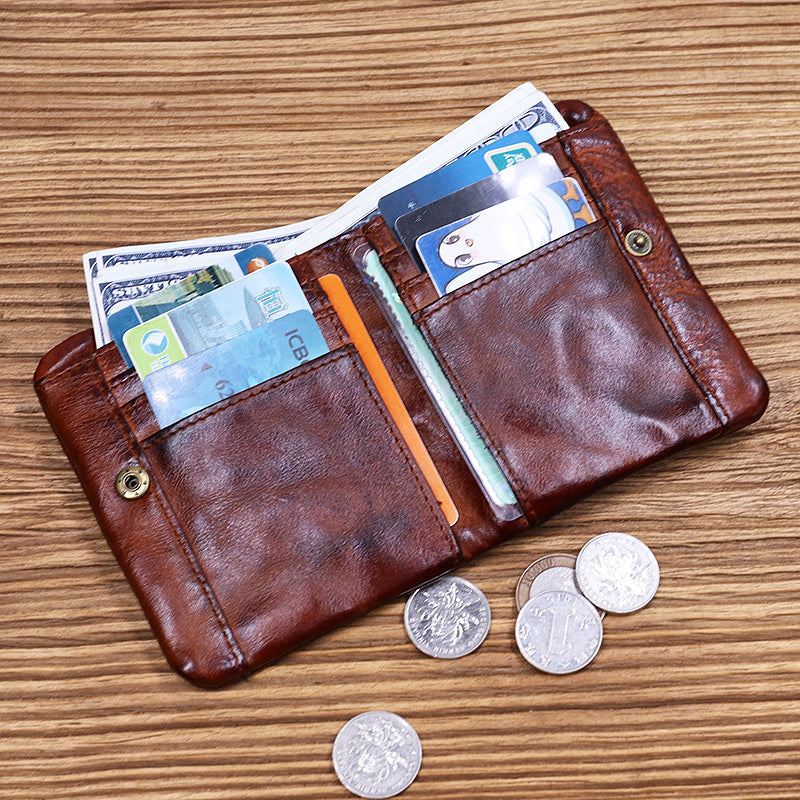 Theodore Retro Leather Handmade Short Wallet