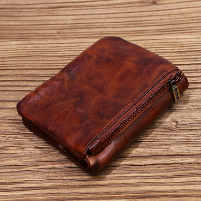 Theodore Retro Leather Handmade Short Wallet