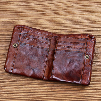 Theodore Retro Leather Handmade Short Wallet