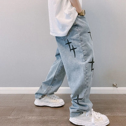 Heavy Cross Loose Baggy Jeans