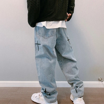 Heavy Cross Loose Baggy Jeans